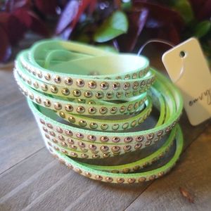 ENVY metal studded leatherette wrap bracelet. Mint colored.